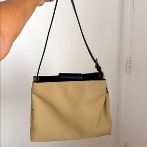 Vintage Coach Y2K Tan Black Arm Purse
Handbag Desinger Canvas Leather 7417